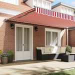 Casa si Gradina - Gradina si terasa - Umbrele si pavilioane - Pavilioane - Cortina Retractabila Manual Stripe Rosu si Alb 500x300 cm - Infinity.ro