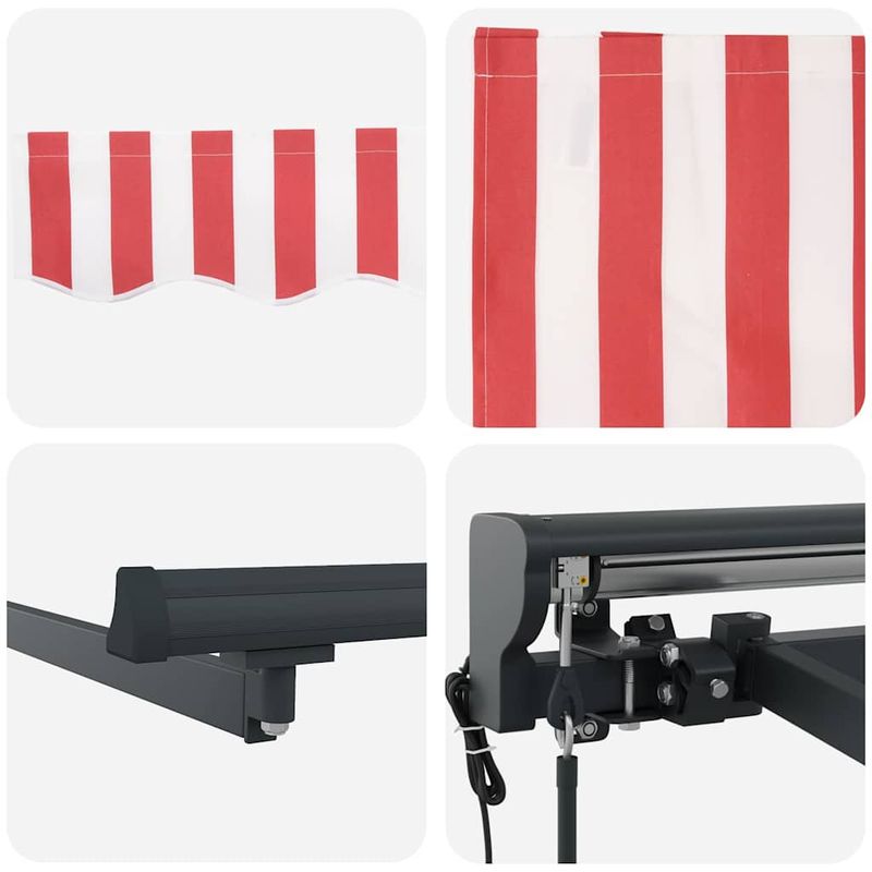 Casa si Gradina - Gradina si terasa - Umbrele si pavilioane - Pavilioane - Cortina Retractabila Manual Stripe Rosu si Alb 500x300 cm - Infinity.ro