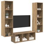 Casa si Gradina - Mobilier - Seturi de mobilier - Seturi living - Set dulap TV cu raft 3 pcs stejar artizanal 37 x 37 x 142.5 cm - Infinity.ro