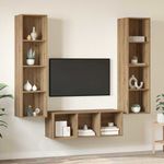 Casa si Gradina - Mobilier - Seturi de mobilier - Seturi living - Set dulap TV cu raft 3 pcs stejar artizanal 37 x 37 x 142.5 cm - Infinity.ro
