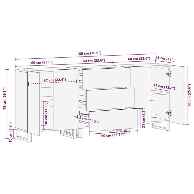 Casa si Gradina - Mobilier - Dulapuri si sifoniere - Dulapuri - Set de mobilier pentru baie 3 pcs Maro Mediu Lemn masiv - Infinity.ro