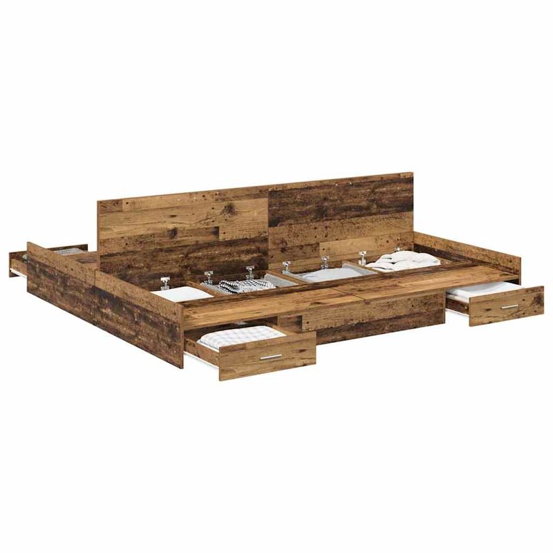 Casa si Gradina - Mobilier - Paturi si accesorii - Paturi - Cadru de pat cu depozitare cu sertar cu headboard Lemn vechi 180 x 200 cm - Infinity.ro