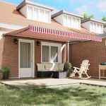 Casa si Gradina - Gradina si terasa - Umbrele si pavilioane - Pavilioane - Cortina Retractabila Manual Stripe Rosu si Alb 450x300 cm - Infinity.ro