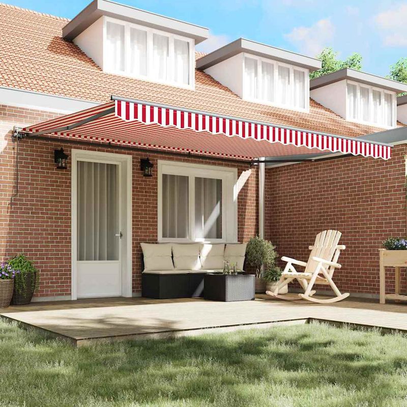 Casa si Gradina - Gradina si terasa - Umbrele si pavilioane - Pavilioane - Cortina Retractabila Manual Stripe Rosu si Alb 450x300 cm - Infinity.ro