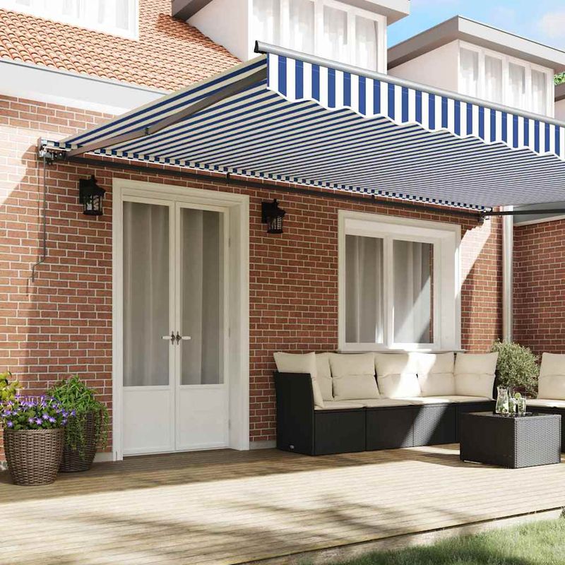 Casa si Gradina - Gradina si terasa - Umbrele si pavilioane - Pavilioane - Cortina Retractabila Manual Albastru si Alb 500x300 cm - Infinity.ro