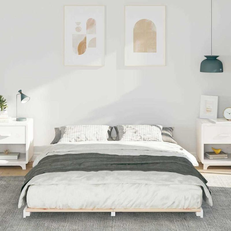Casa si Gradina - Mobilier - Paturi si accesorii - Paturi - Cadru de pat de podea Alb 160 x 210 cm Lemn masiv de pin - Infinity.ro