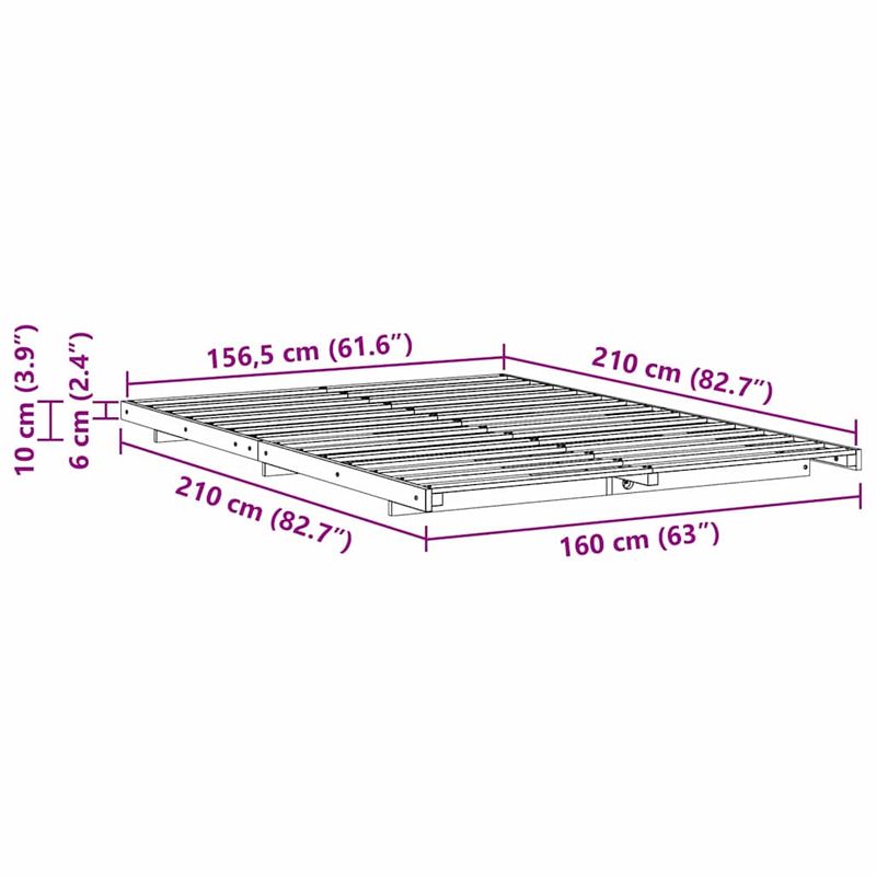Casa si Gradina - Mobilier - Paturi si accesorii - Paturi - Cadru de pat de podea Alb 160 x 210 cm Lemn masiv de pin - Infinity.ro