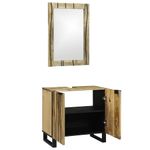 Casa si Gradina - Mobilier - Seturi de mobilier - Seturi baie - Set de mobilier pentru baie cu raft cu depozitare cu usa cu oglinda 2 pcs Maro Standard - Infinity.ro