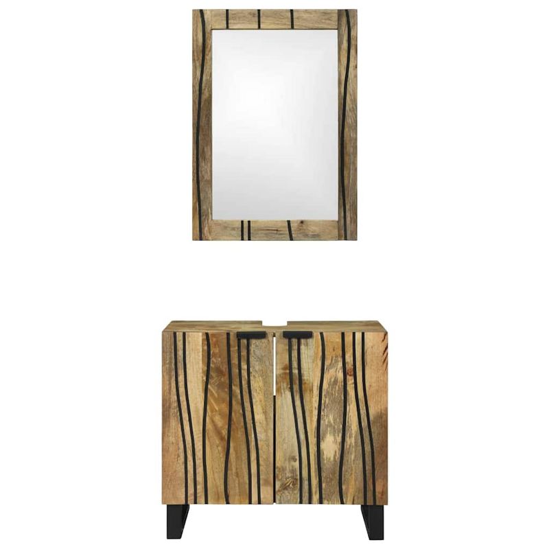 Casa si Gradina - Mobilier - Seturi de mobilier - Seturi baie - Set de mobilier pentru baie cu raft cu depozitare cu usa cu oglinda 2 pcs Maro Standard - Infinity.ro