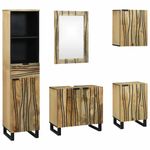 Casa si Gradina - Mobilier - Seturi de mobilier - Seturi baie - Set de mobilier pentru baie cu sertar cu raft cu depozitare cu usa cu oglinda 5 pcs Maro Mediu - Infinity.ro