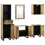 Casa si Gradina - Mobilier - Seturi de mobilier - Seturi baie - Set de mobilier pentru baie cu sertar cu raft cu depozitare cu usa cu oglinda 5 pcs Maro Mediu - Infinity.ro