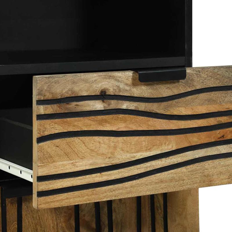 Casa si Gradina - Mobilier - Seturi de mobilier - Seturi baie - Set de mobilier pentru baie cu sertar cu raft cu depozitare cu usa cu oglinda 5 pcs Maro Mediu - Infinity.ro
