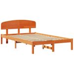 Casa si Gradina - Mobilier - Paturi si accesorii - Paturi - Cadru de Pat cu Tablie Maro Cerat 120x200 cm Lemn Masiv Pin - Infinity.ro