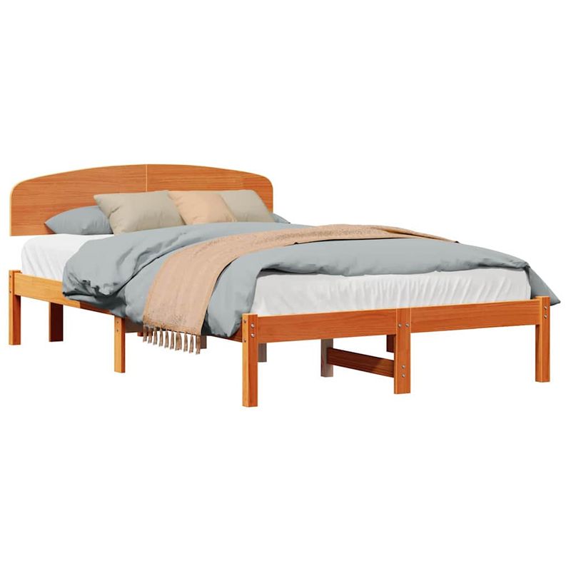 Casa si Gradina - Mobilier - Paturi si accesorii - Paturi - Cadru de Pat cu Tablie Maro Cerat 120x200 cm Lemn Masiv Pin - Infinity.ro