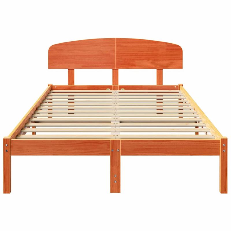 Casa si Gradina - Mobilier - Paturi si accesorii - Paturi - Cadru de Pat cu Tablie Maro Cerat 120x200 cm Lemn Masiv Pin - Infinity.ro
