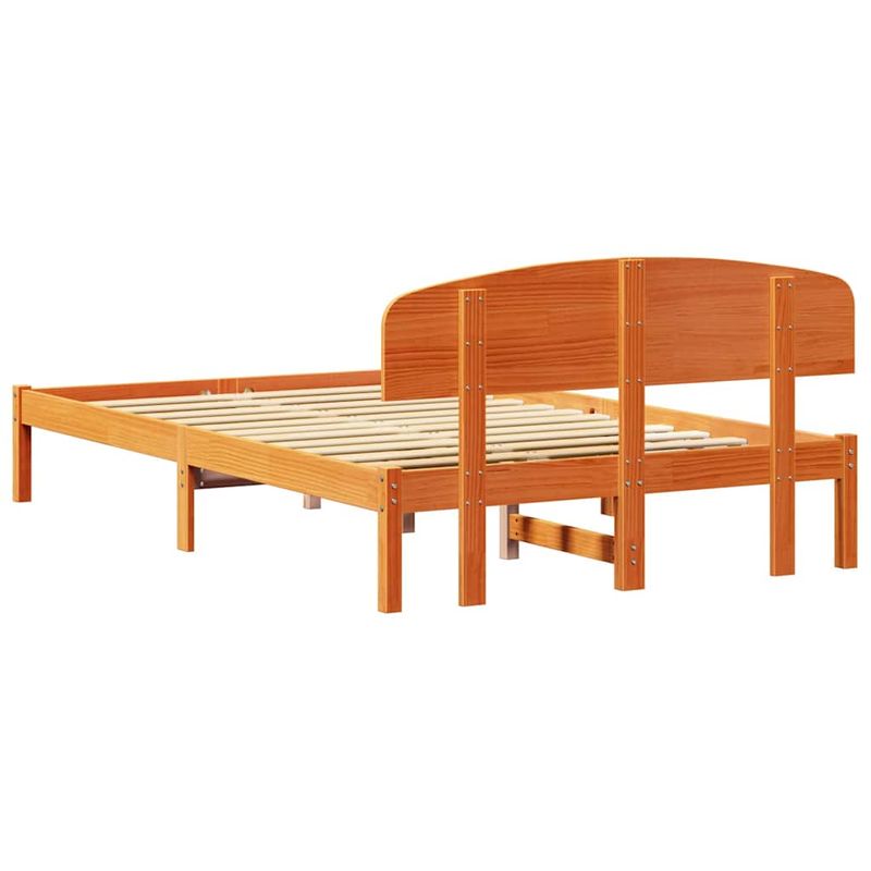 Casa si Gradina - Mobilier - Paturi si accesorii - Paturi - Cadru de Pat cu Tablie Maro Cerat 120x200 cm Lemn Masiv Pin - Infinity.ro