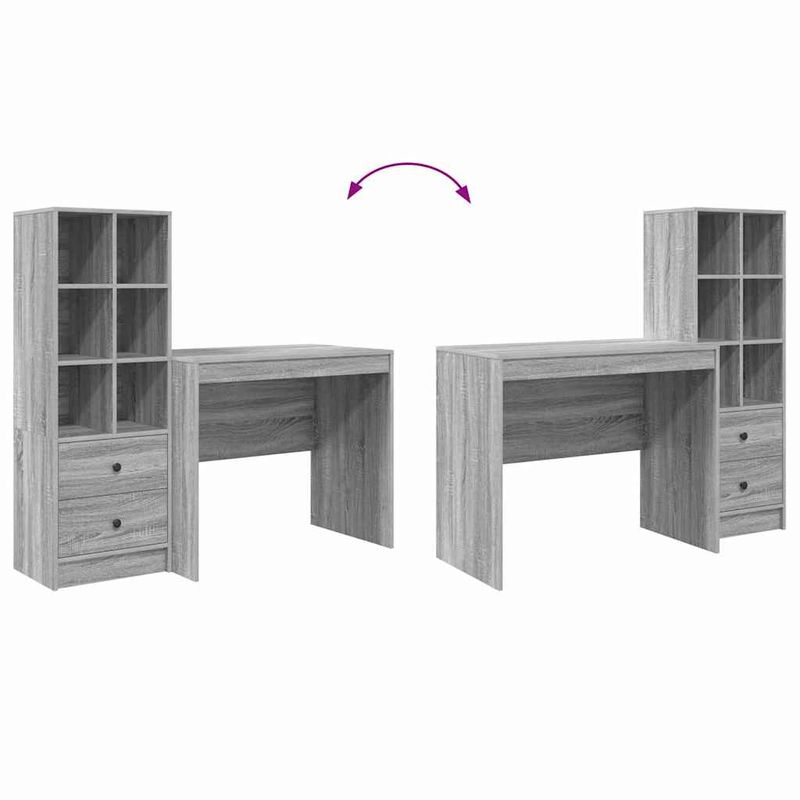 Casa si Gradina - Mobilier - Mese si birouri - Birouri - Birou cu Storage Gri Sonoma Lemn Aglomerat - Infinity.ro