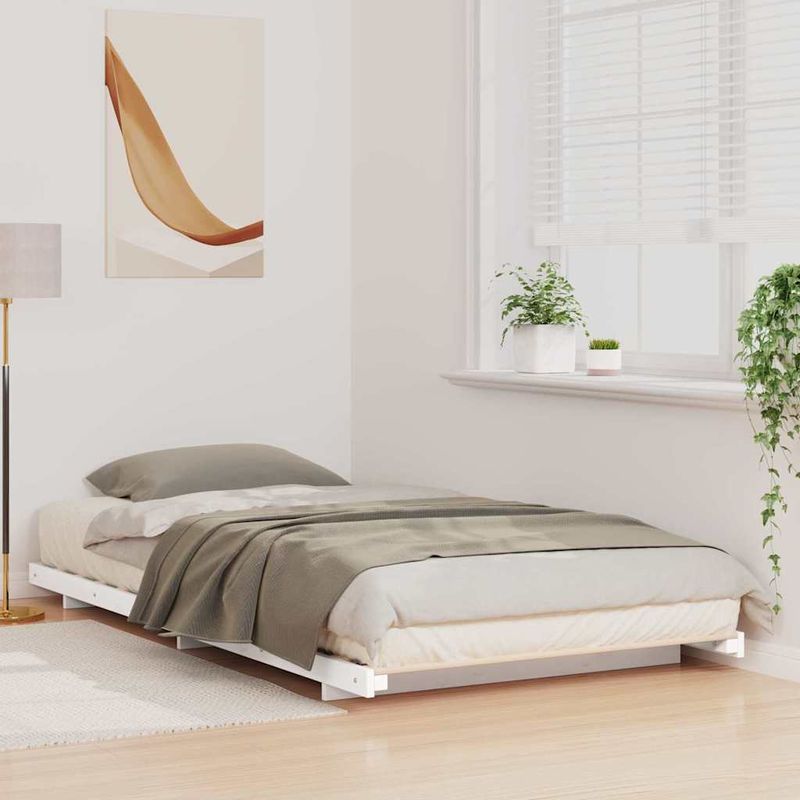 Casa si Gradina - Mobilier - Paturi si accesorii - Paturi - Cadru de pat de podea Alb 90 x 200 cm Lemn masiv de pin - Infinity.ro