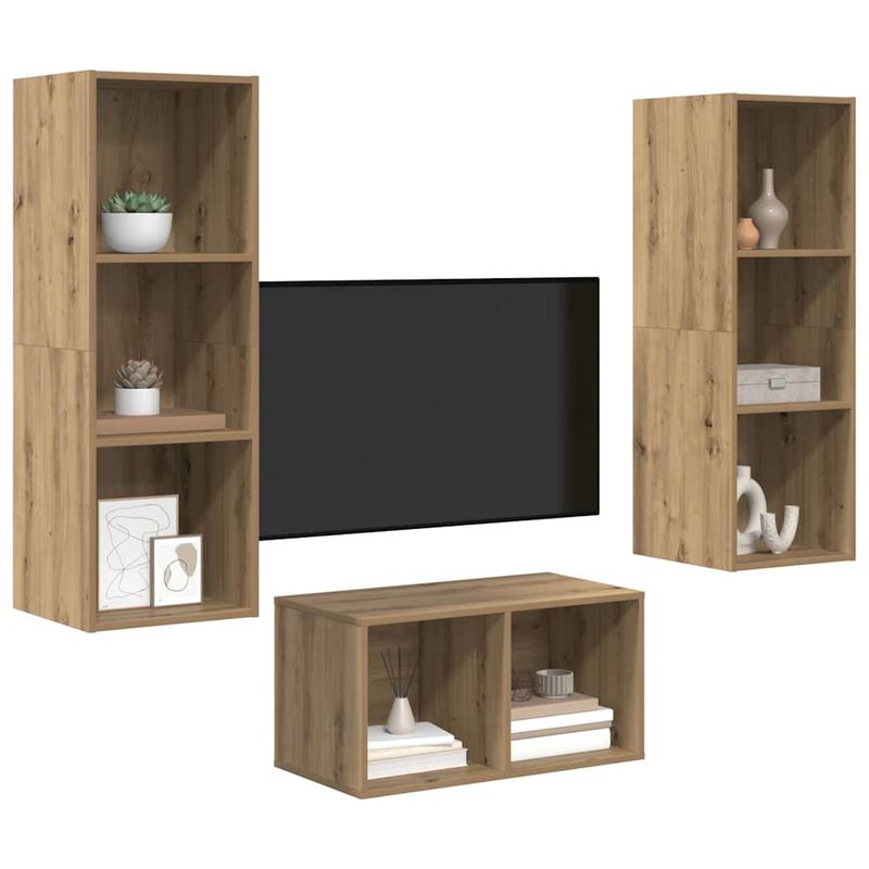 Casa si Gradina - Mobilier - Seturi de mobilier - Seturi living - Set dulap TV stejar artizanal 37 x 37 x 107 cm Lemn compozit - Infinity.ro