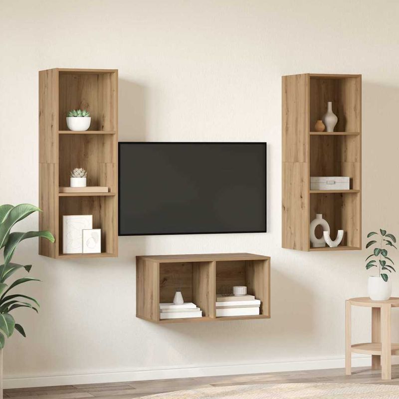 Casa si Gradina - Mobilier - Seturi de mobilier - Seturi living - Set dulap TV stejar artizanal 37 x 37 x 107 cm Lemn compozit - Infinity.ro