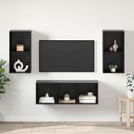Casa si Gradina - Mobilier - Seturi de mobilier - Seturi living - Set dulap TV 3 pcs Stejar negru 37 x 37 x 107 cm Lemn compozit - Infinity.ro