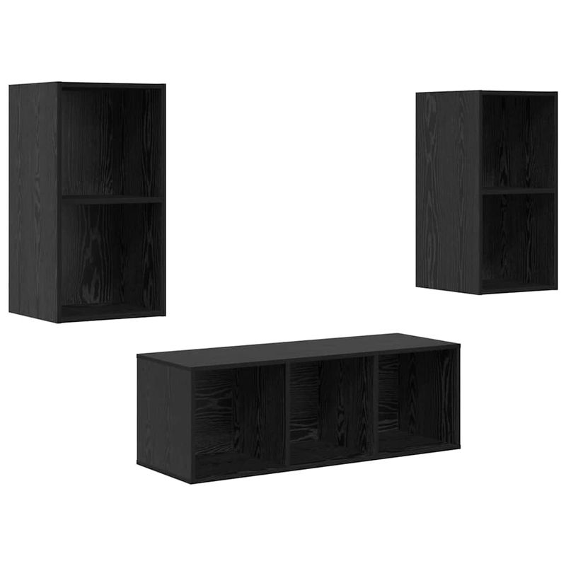 Casa si Gradina - Mobilier - Seturi de mobilier - Seturi living - Set dulap TV 3 pcs Stejar negru 37 x 37 x 107 cm Lemn compozit - Infinity.ro
