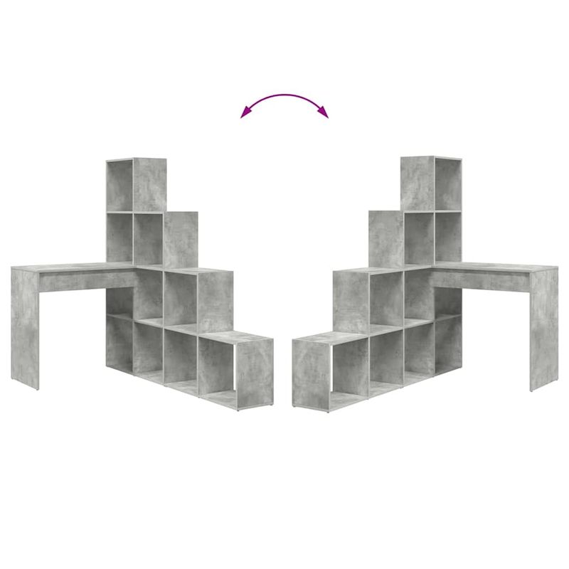 Casa si Gradina - Mobilier - Mese si birouri - Birouri - Birou de colt cu raft cu depozitare Gri beton 101.5 x 149.5 x 149.5 cm - Infinity.ro