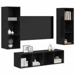 Casa si Gradina - Mobilier - Seturi de mobilier - Seturi living - Set dulap TV cu raft Pe perete 3 pcs Stejar negru 37 x 37 x 142.5 cm - Infinity.ro