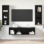 Casa si Gradina - Mobilier - Seturi de mobilier - Seturi living - Set dulap TV cu raft Pe perete 3 pcs Stejar negru 37 x 37 x 142.5 cm - Infinity.ro