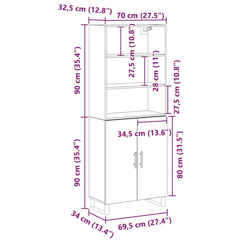 Casa si Gradina - Mobilier - Comode si corpuri - Comode - Inaltator Stejar Negru 69.5x34x180 cm Lemn Indelungat - Infinity.ro