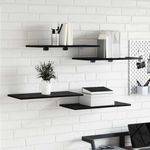 Casa si Gradina - Mobilier - Biblioteci si rafturi - Rafturi - Placi de rafturi - Pachet de 4 in fag negru, dimensiuni 60x30x1.5 cm, din lemn prelucrat. - Infinity.ro