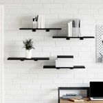 Casa si Gradina - Mobilier - Biblioteci si rafturi - Rafturi - Placi de rafturi - Pachet de 4 in fag negru, dimensiuni 60x30x1.5 cm, din lemn prelucrat. - Infinity.ro