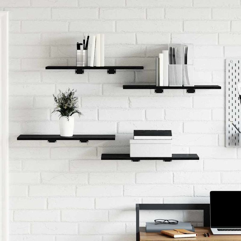 Casa si Gradina - Mobilier - Biblioteci si rafturi - Rafturi - Placi de rafturi - Pachet de 4 in fag negru, dimensiuni 60x30x1.5 cm, din lemn prelucrat. - Infinity.ro