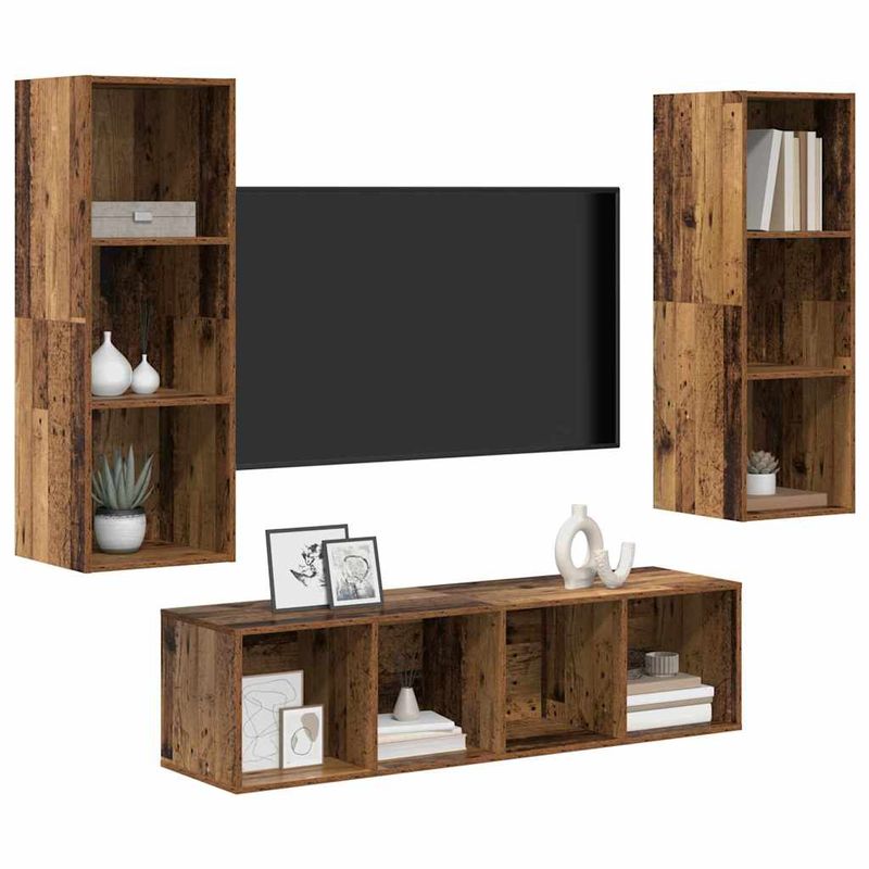 Casa si Gradina - Mobilier - Seturi de mobilier - Seturi living - Set dulap TV 3 pcs Lemn vechi 37 x 37 x 142.5 cm Lemn compozit - Infinity.ro