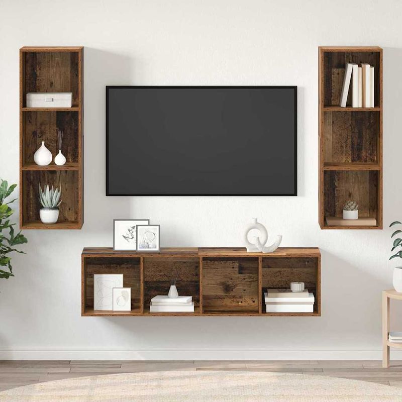 Casa si Gradina - Mobilier - Seturi de mobilier - Seturi living - Set dulap TV 3 pcs Lemn vechi 37 x 37 x 142.5 cm Lemn compozit - Infinity.ro
