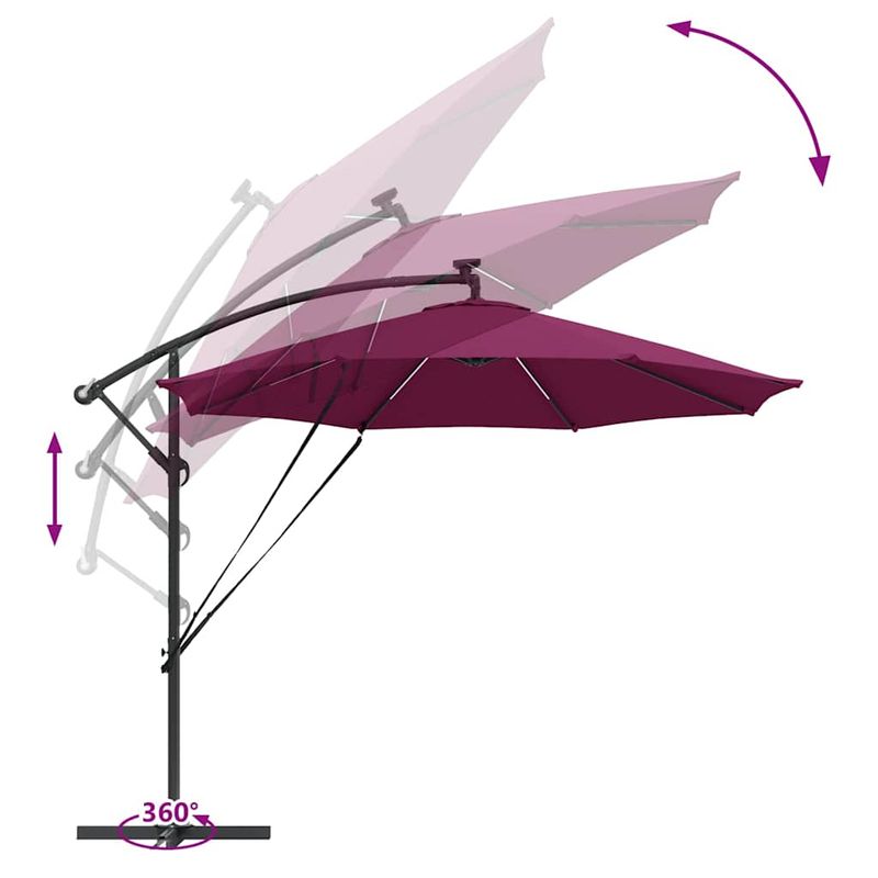 Casa si Gradina - Gradina si terasa - Umbrele si pavilioane - Umbrele - Parasol banana cu brate Rosu bordo 294 x 294 x 248 cm - Infinity.ro