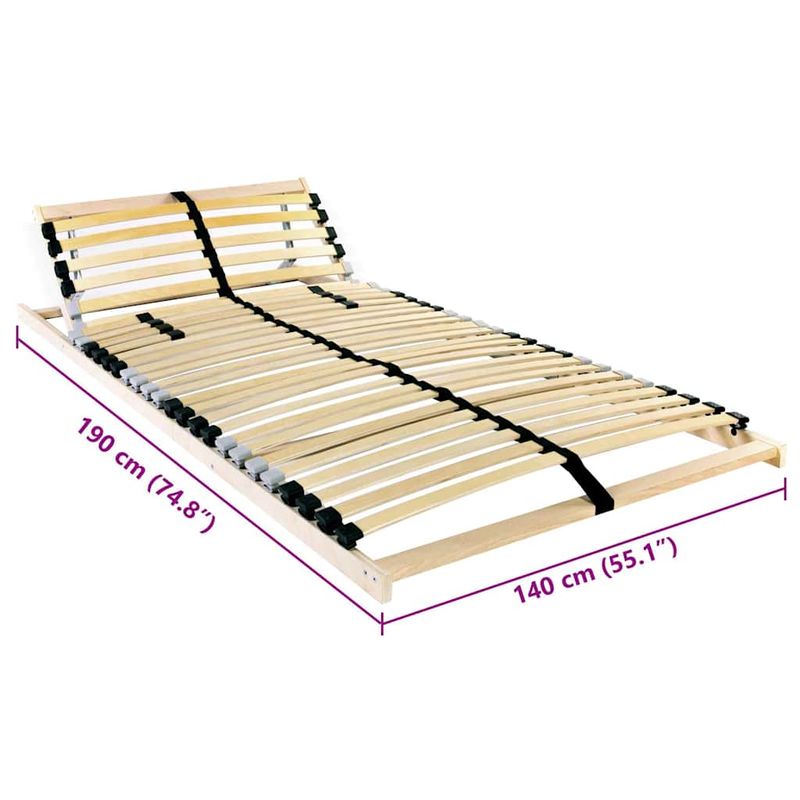Casa si Gradina - Mobilier - Saltele si somiere - Somiere - Somiera pat cu headboard Manual Bej 140 x 190 cm Lemn - Infinity.ro