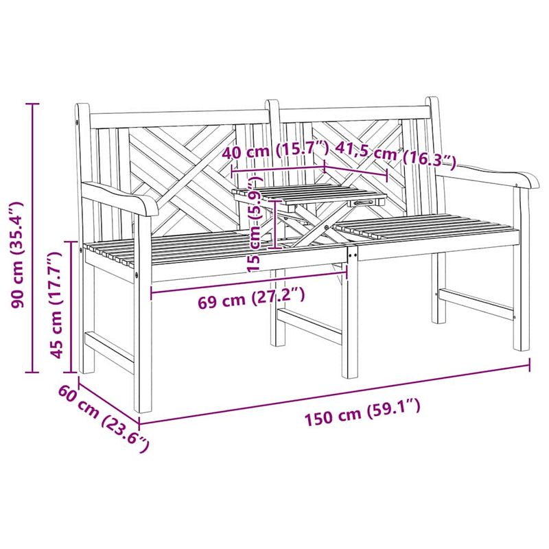 Casa si Gradina - Gradina si terasa - Mobilier exterior - Bancute de gradina - Banca Altele Maro 150 x 60 x 90 cm Lemn masiv de tec - Infinity.ro