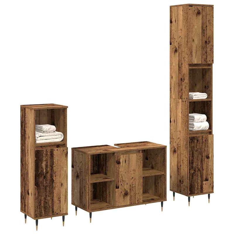Casa si Gradina - Mobilier - Seturi de mobilier - Seturi baie - Set de Mobilier pentru Baie 3 Piese Lemn Vechi Lemn Intarit - Infinity.ro