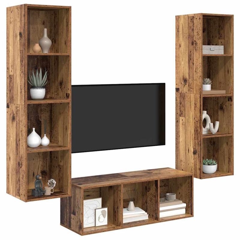 Casa si Gradina - Mobilier - Seturi de mobilier - Seturi living - Set dulap TV 3 pcs Lemn vechi 37 x 37 x 142.5 cm Lemn compozit - Infinity.ro