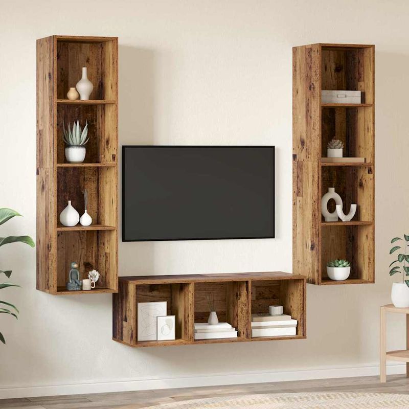 Casa si Gradina - Mobilier - Seturi de mobilier - Seturi living - Set dulap TV 3 pcs Lemn vechi 37 x 37 x 142.5 cm Lemn compozit - Infinity.ro
