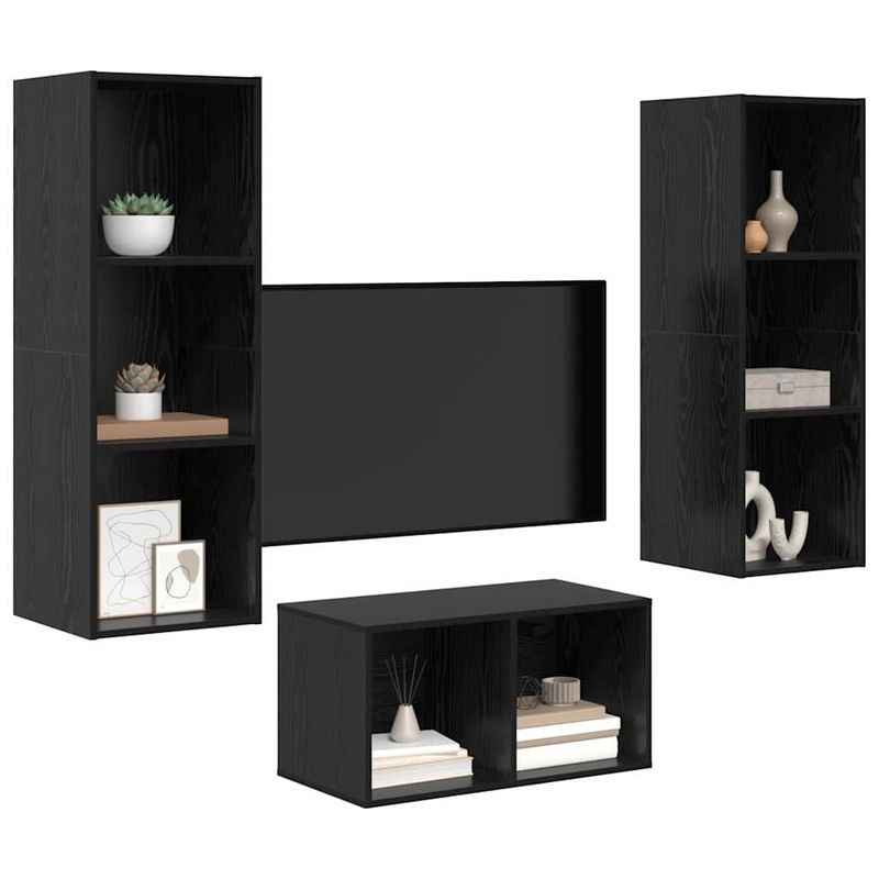 Casa si Gradina - Mobilier - Seturi de mobilier - Seturi living - Set dulap TV Stejar negru 37 x 37 x 107 cm Lemn compozit - Infinity.ro