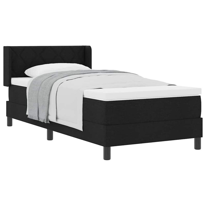 Casa si Gradina - Mobilier - Paturi si accesorii - Paturi - Pat cu arcuri cu headboard Negru 90 x 190 cm Tesatura si Spuma - Infinity.ro