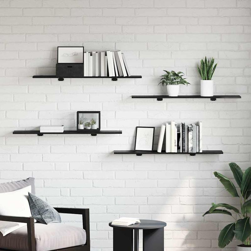 Casa si Gradina - Mobilier - Biblioteci si rafturi - Rafturi - Placa Raft pentru Carti 4 pcs Negru 100 x 40 x 1.5cm PAL - Infinity.ro