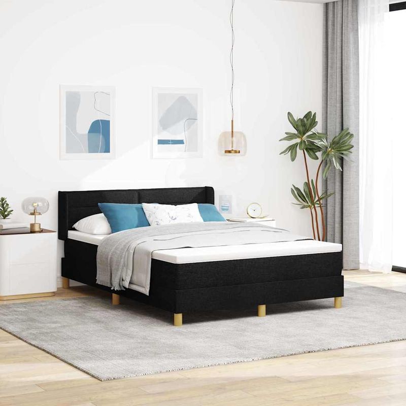 Casa si Gradina - Mobilier - Paturi si accesorii - Paturi - Pat cu arcuri Negru si Alb si Negru 140 x 200 cm tesatura - Infinity.ro