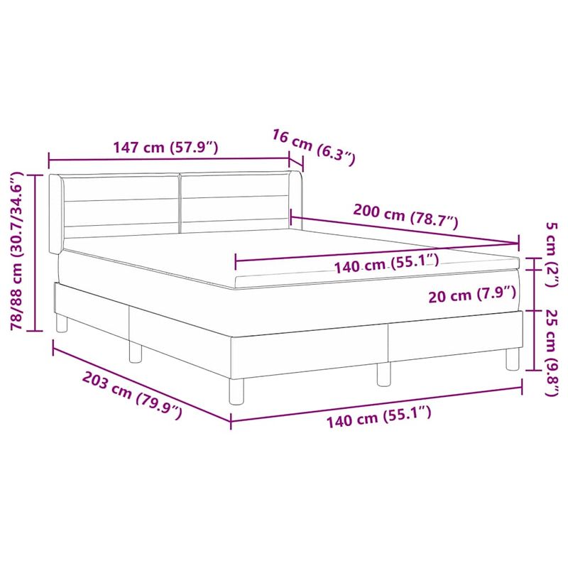 Casa si Gradina - Mobilier - Paturi si accesorii - Paturi - Pat cu arcuri Negru si Alb si Negru 140 x 200 cm tesatura - Infinity.ro