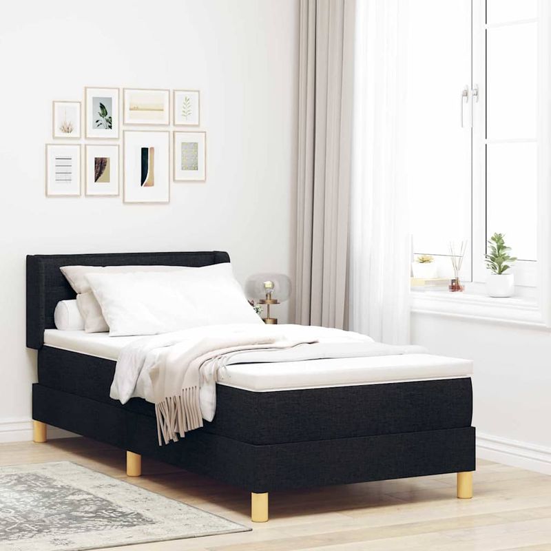 Casa si Gradina - Mobilier - Paturi si accesorii - Paturi - Pat cu arcuri Negru si Alb si Negru 100 x 200 cm tesatura - Infinity.ro