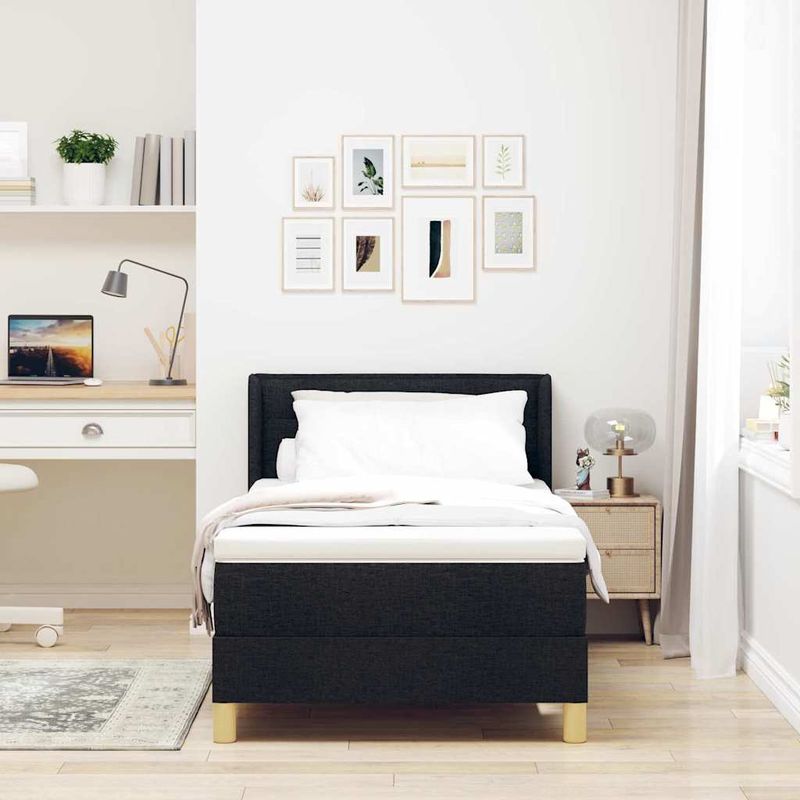 Casa si Gradina - Mobilier - Paturi si accesorii - Paturi - Pat cu arcuri Negru si Alb si Negru 100 x 200 cm tesatura - Infinity.ro