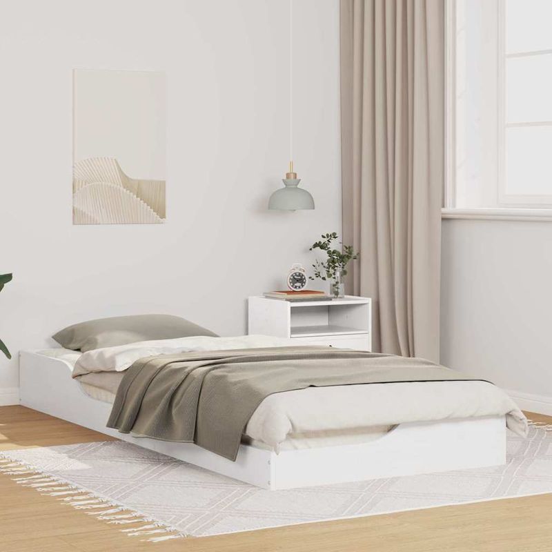 Casa si Gradina - Mobilier - Paturi si accesorii - Paturi - Cadru de pat de podea Alb 100 x 220 cm Lemn de brad solid - Infinity.ro