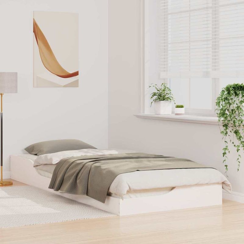 Casa si Gradina - Mobilier - Paturi si accesorii - Paturi - Cadru de pat de podea Alb 100 x 220 cm Lemn de brad solid - Infinity.ro